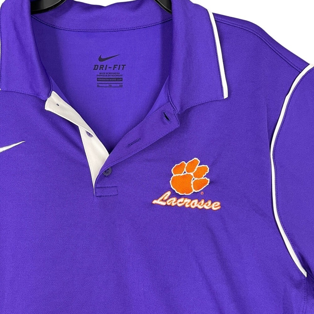 University‎ Clemson Tigers Lacrosse Performance Polo Shirt Mens XL Nike Dri-FIT